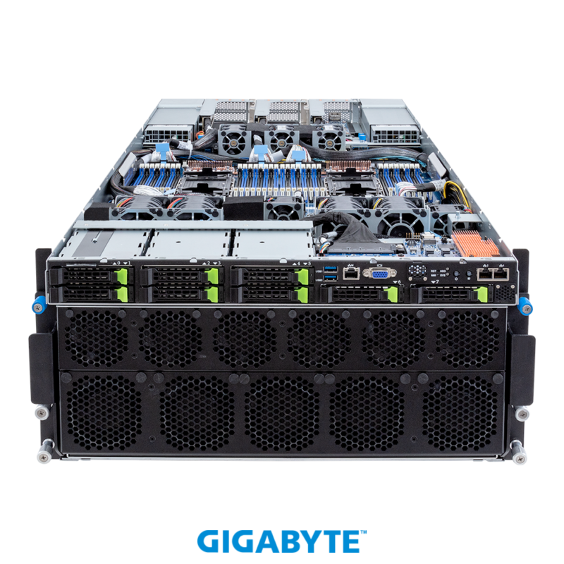 Gigabyte G593-SD0- AAX1 HPC/AI Server - 5th/4th Gen Intel® Xeon® Scalable - 5U DP NVIDIA HGX™ H100 8-GPU 4-Root Port