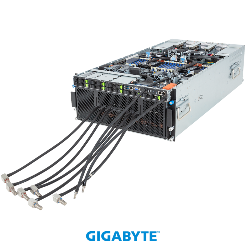 Gigabyte G593-SD0- LAX1 HPC/AI Server - 5th/4th Gen Intel® Xeon® Scalable - 5U DP NVIDIA HGX™ H100 8-GPU 4-Root Port DLC