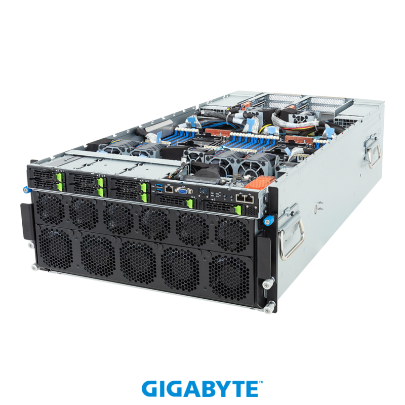 Gigabyte G593-SD1-AAX1 HPC/AI Server - 5th/4th Gen Intel® Xeon® Scalable - 5U DP NVIDIA HGX™ H100 8-GPU 8-Root Port (BF-3) - Image 2