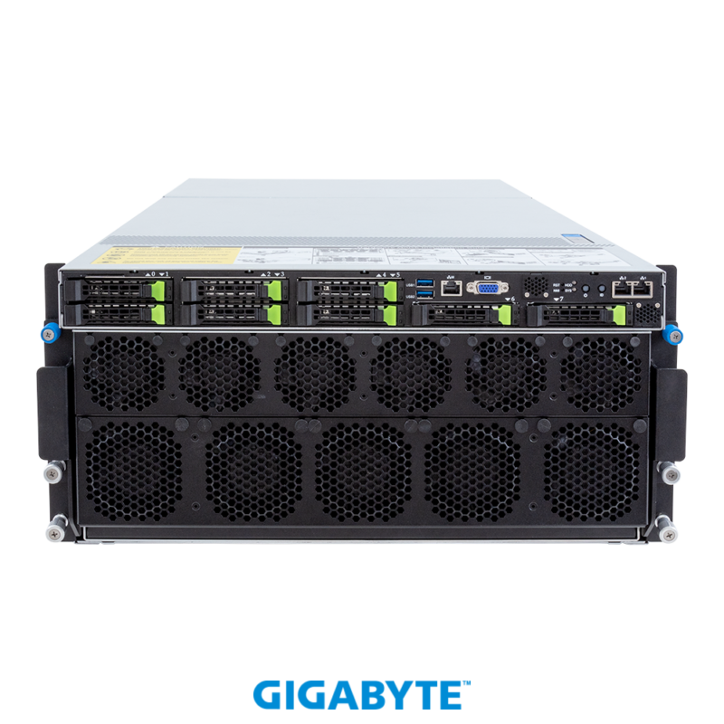 Gigabyte G593-SD1-AAX1 HPC/AI Server - 5th/4th Gen Intel® Xeon® Scalable - 5U DP NVIDIA HGX™ H100 8-GPU 8-Root Port (BF-3)