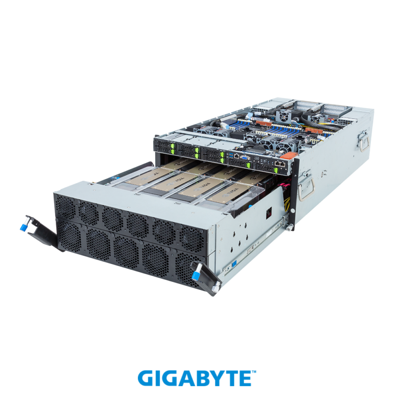 Gigabyte G593-SD2-AAX1 HPC/AI Server - 5th/4th Gen Intel® Xeon® Scalable - 5U DP NVIDIA HGX™ H100 8-GPU 4-Root Port (BF-3) - Image 3