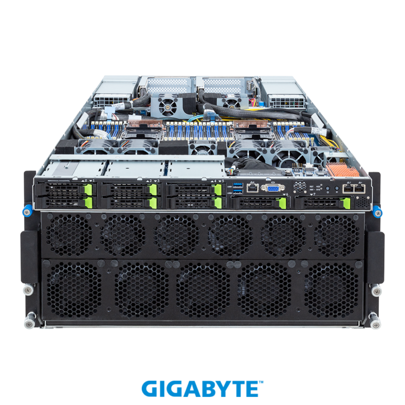Gigabyte G593-SD2-AAX1 HPC/AI Server - 5th/4th Gen Intel® Xeon® Scalable - 5U DP NVIDIA HGX™ H100 8-GPU 4-Root Port (BF-3) - Image 4