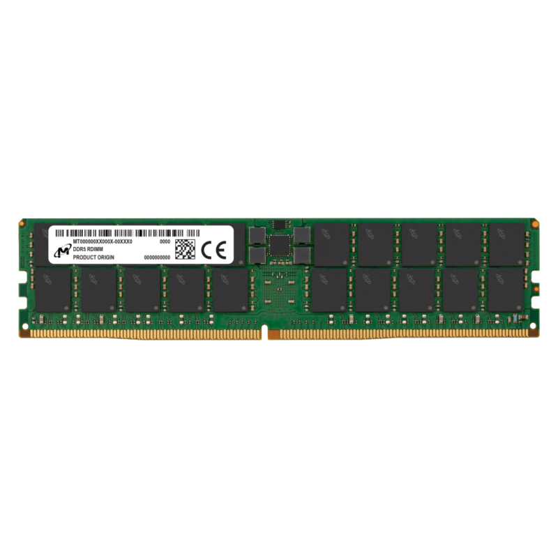 Micron MTC40F204WS1RC48BR 96GB DDR5-4800/PC5-38400 RDIMM 288-Pin CL4 Dual Rank x4 ECC Registered Memory Module