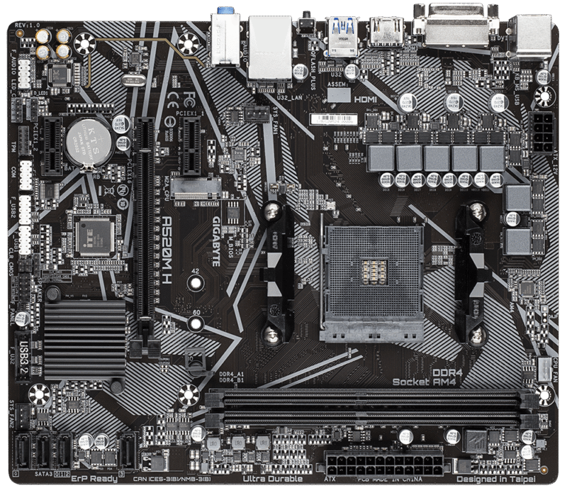 Gigabyte Used Refurbished AM4 Desktop motherboard AM4 A520M H