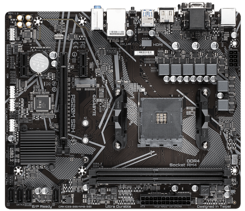 Gigabyte Used Refurbished AM4 Desktop motherboard AM4 A520M S2H