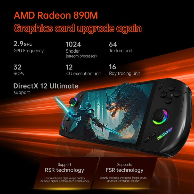 One XPlayer Onexfly F1 PRO AMD Ryzen AI 9 HX 370 64GB+2TB 64GB+2TB 64GB+4TB AMD Ryzen 7 8840U 32GB+1TB 32GB+2TB 32GB 1TB 2TB 64G 2TB 4TB 7 Inches OLED Handheld PC Video Game Console OneXPlayer OneXFly F1 PRO Portable Win 11 Home OS Laptop 1920X1080 Mini Pocket Tablet PC Black - Image 10