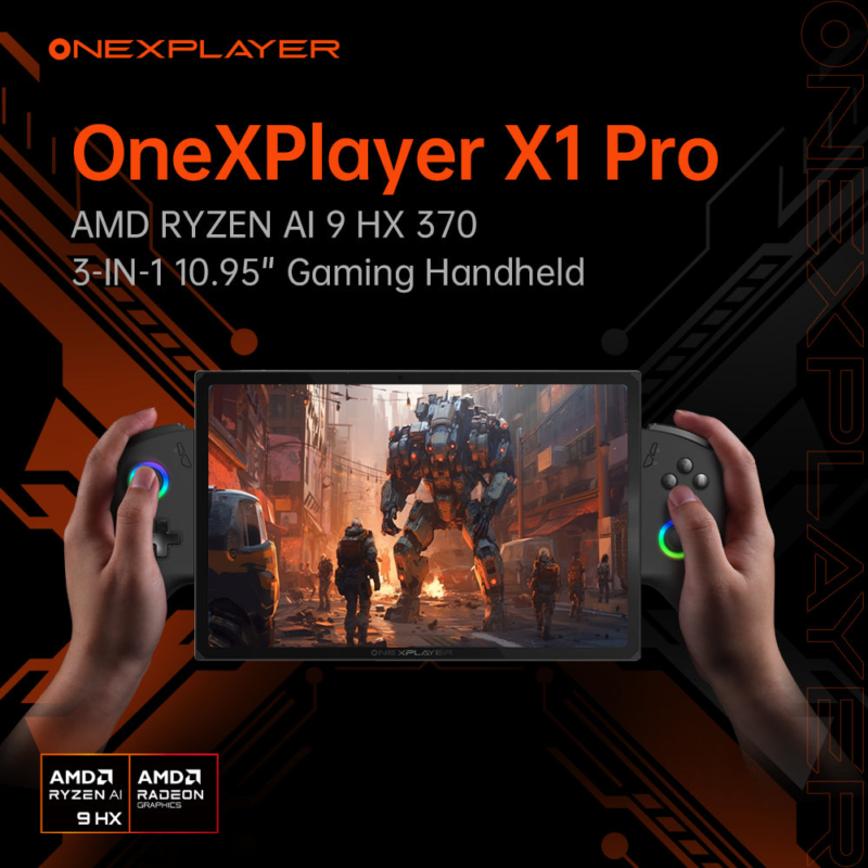 ONE XPLAYER X1 PRO AMD AI 370 64GB+2TB 64GB+1TB 32G+1TB 32G+2TB 10.95 Inches Handheld PC Video Console Portable Win 11 Home OS Laptop 120Hz 2560X1600 Touchscreen Mini Pocket Tablet PC Black - Image 2