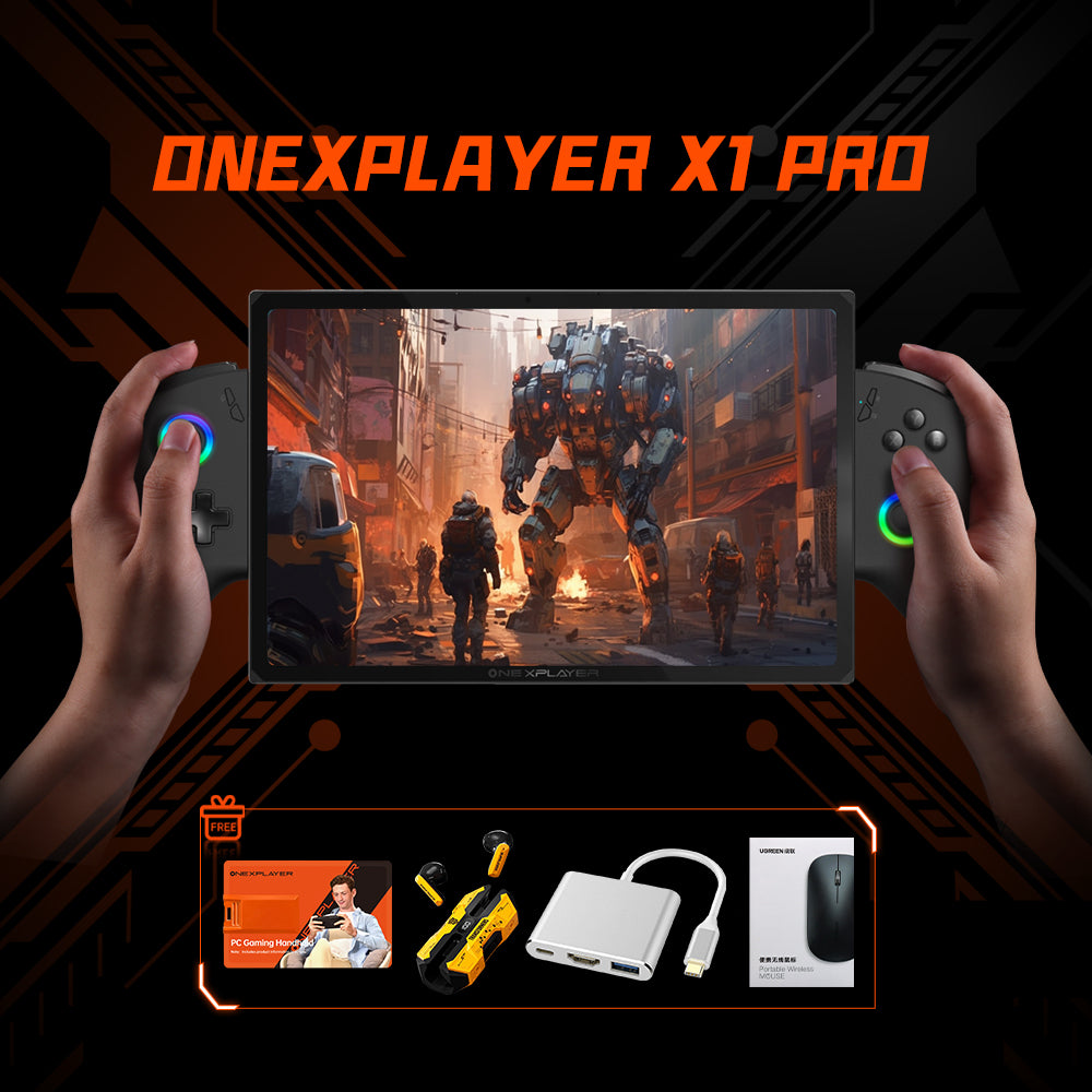 ONE XPLAYER X1 PRO AMD AI 370 64GB+2TB 64GB+1TB 32G+1TB 32G+2TB 10.95 Inches Handheld PC Video Console Portable Win 11 Home OS Laptop 120Hz 2560X1600 Touchscreen Mini Pocket Tablet PC Black