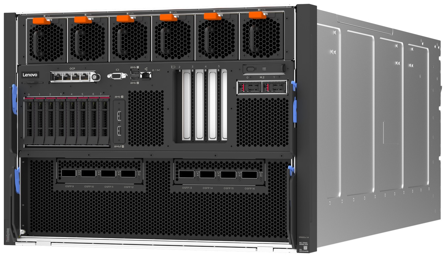 SR680a_V4_image Lenovo ISG SR680a V4 ThinkSystem SR680a V4 server (Types 7DMK and 7DPA) HGX B300 NVL8 270GB Air-Cooled (8) Intel Granite Rapids (2) AI Graphics Card GPU Server - Image 1